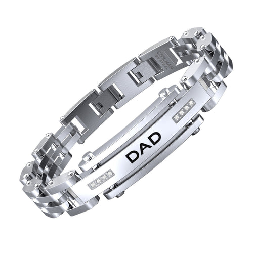 Bracelets Adjustable Bracelets 8.5-9 Inch Stainless Steel Bracelet Dad Engraved